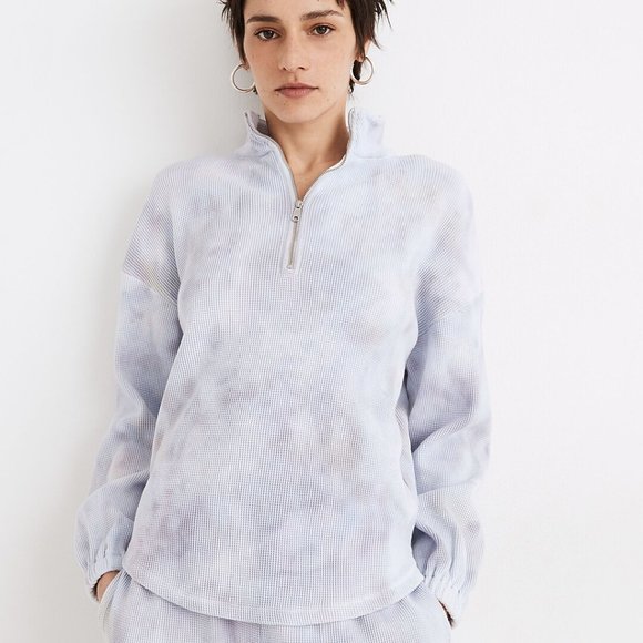 Madewell Sweaters - Madewell MWL Waffle Half-Zip Shirttail Sweatshirt in Tie-Dye